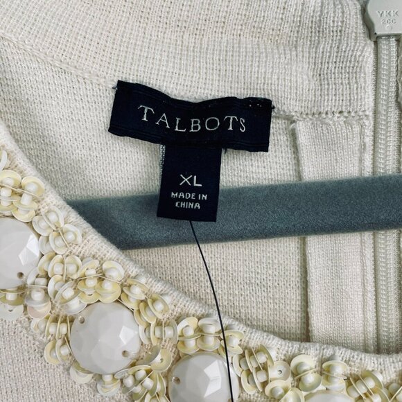 NWT Silk & Cotton Blend Embellished Shell Tank Cream Talbots Women XL Old Money - Picture 4 of 13